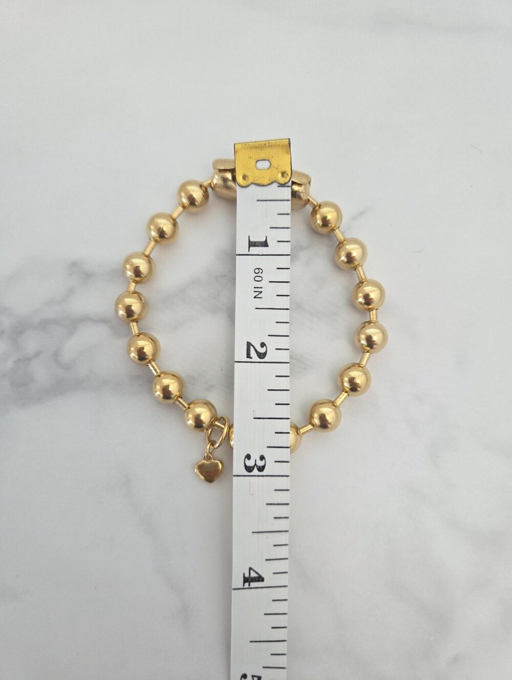 Gold Tone Ball Chain Mama Charm Bracelet Heart Charm Everyday Jewelry - Picture 8 of 11